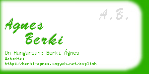 agnes berki business card